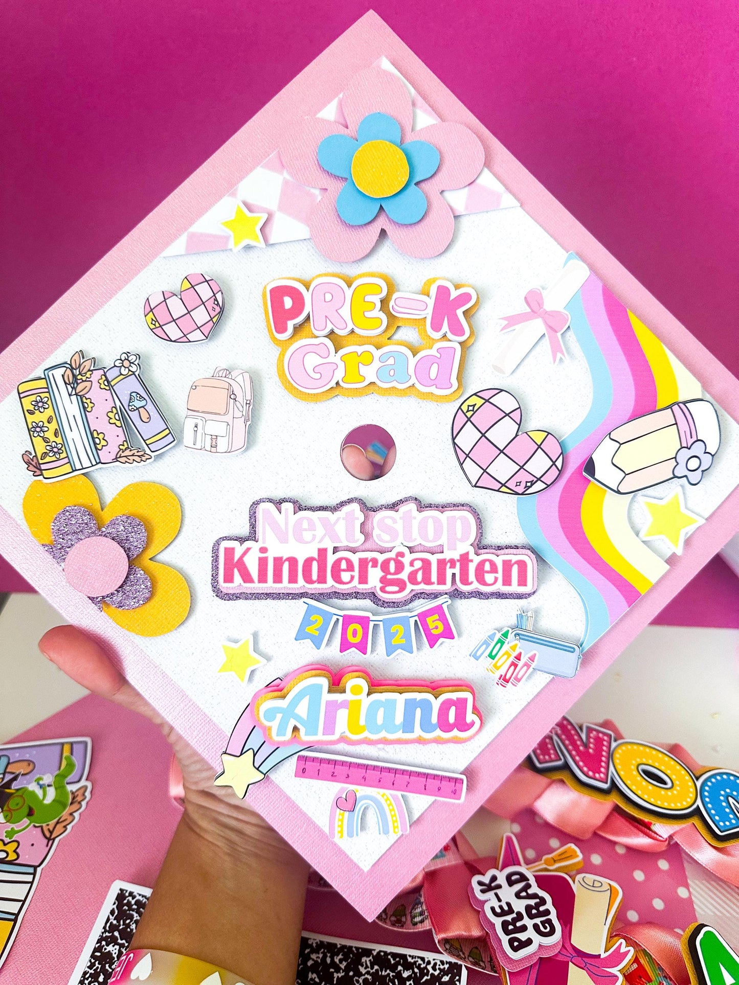 Decorated Graduation Caps/Girls Boys School Graduation / Cap And Gown /Custom Graduation Cap, Graduation Cap Topper, Personalized Cap