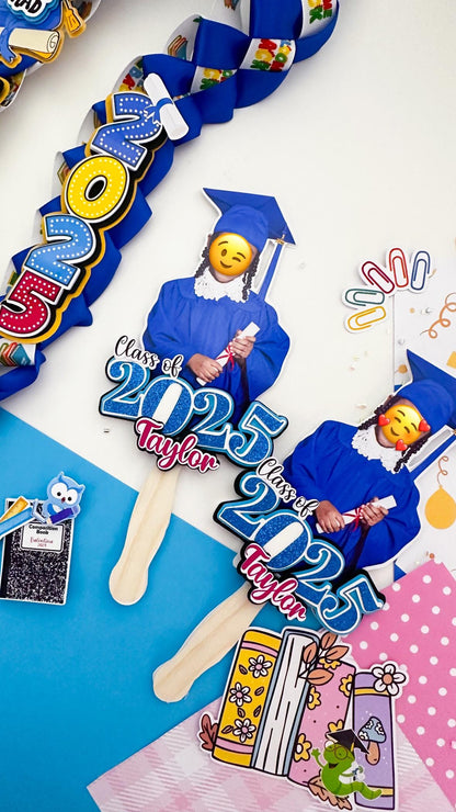 Custom Graduation Face Fans: Class of 2025 Party Photo Props