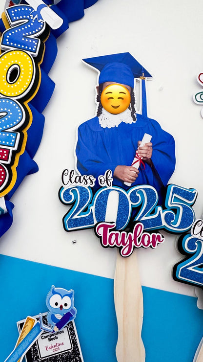 Custom Graduation Face Fans: Class of 2025 Party Photo Props