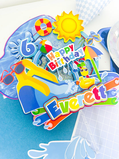 Waterslide Cake Topper: Splish Splash Birthday Party Decoration