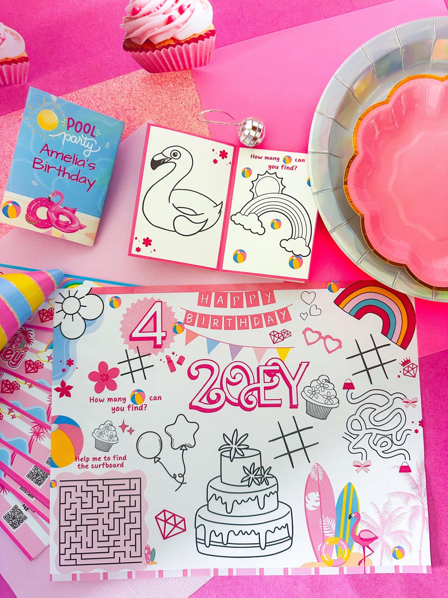 Pool Party Cake Topper: Splish Splash Summer Birthday
