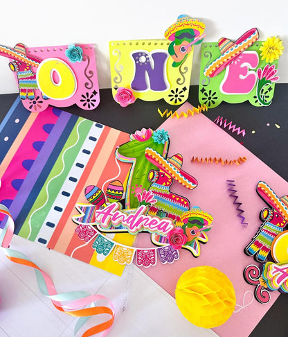 Fiesta Girl Cake Topper: Pastel Birthday Party Decoration