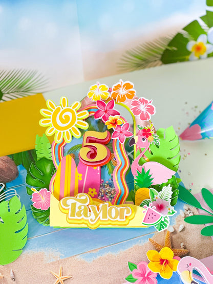 Aloha Cake Topper: Tropical Luau Birthday Party Decoration,  Hawaiian Cake Topper, Tropical Party,summer beach/ Aloha favor box