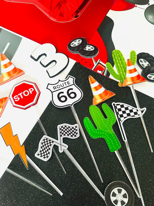 Customizable Race Car cupcake topper, Car Themed Birthday, Race Car Party Supplies, Wheels Cake Topper,boys race car cupcake toppers