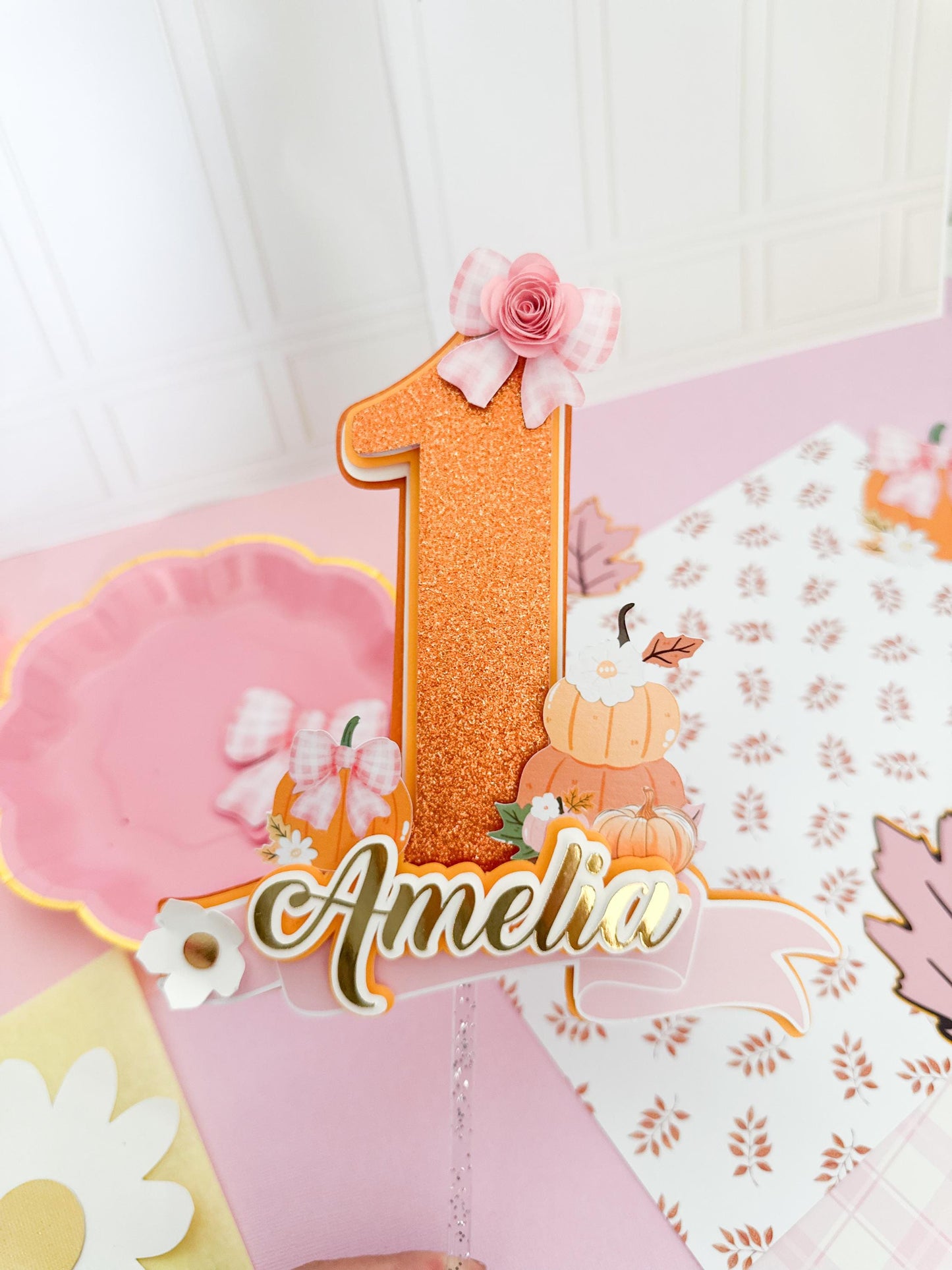 Little pumpkin cake topper: Little pumpkin decoration, 1st Birthday Cake Topper, pumpkin ONE cake topper, pumpkin girl topper, fall birthday