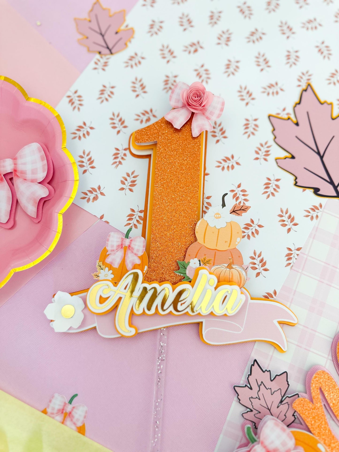 Little pumpkin cake topper: Little pumpkin decoration, 1st Birthday Cake Topper, pumpkin ONE cake topper, pumpkin girl topper, fall birthday