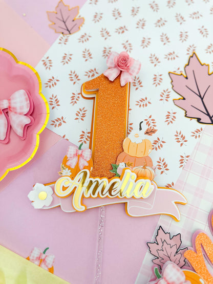 Little pumpkin cake topper: Little pumpkin decoration, 1st Birthday Cake Topper, pumpkin ONE cake topper, pumpkin girl topper, fall birthday