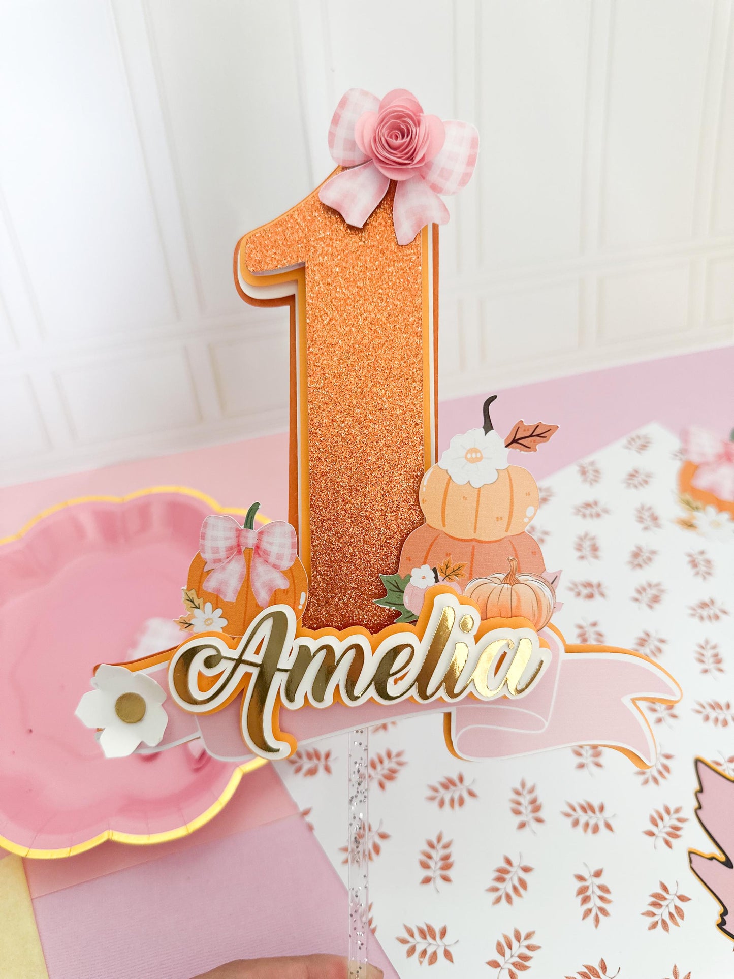 Little pumpkin cake topper: Little pumpkin decoration, 1st Birthday Cake Topper, pumpkin ONE cake topper, pumpkin girl topper, fall birthday