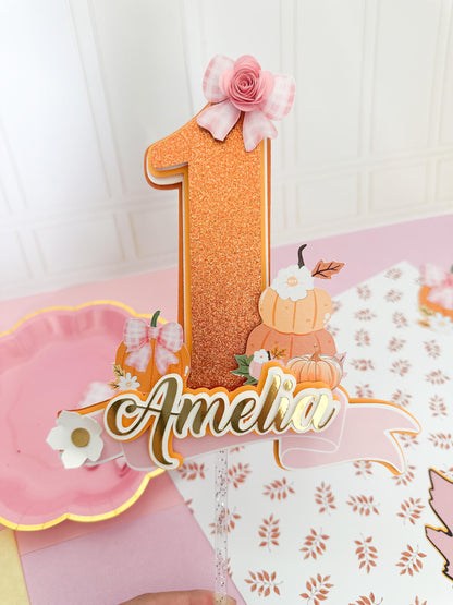Little pumpkin cake topper: Little pumpkin decoration, 1st Birthday Cake Topper, pumpkin ONE cake topper, pumpkin girl topper, fall birthday