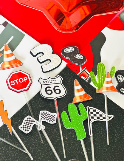 Customizable Race Car cupcake topper, Car Themed Birthday, Race Car Party Supplies, Wheels Cake Topper,boys race car cupcake toppers