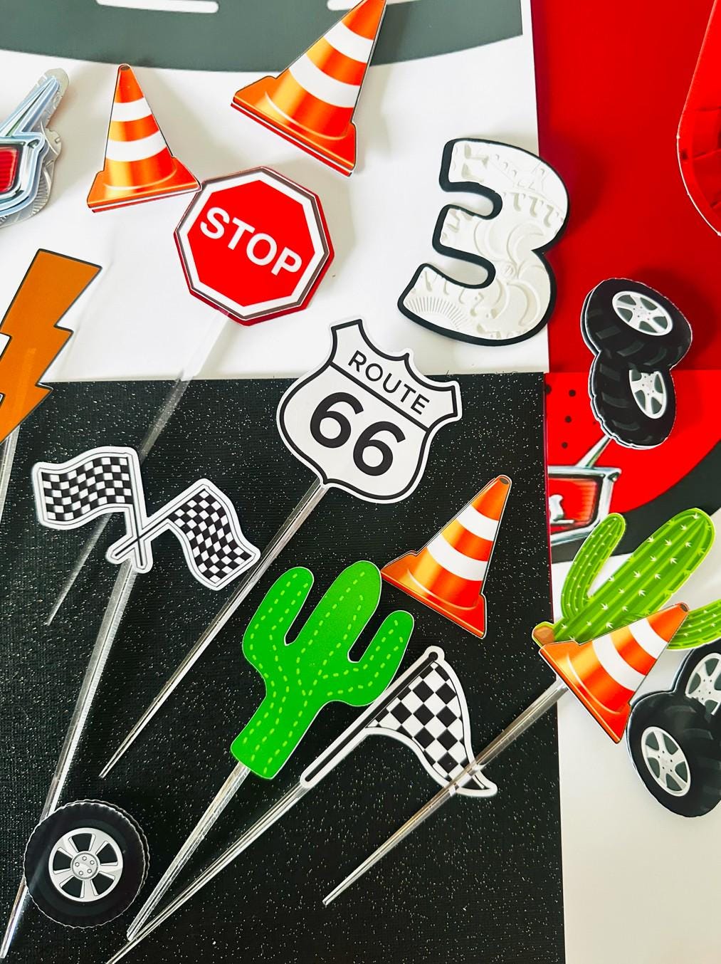 Customizable Race Car cupcake topper, Car Themed Birthday, Race Car Party Supplies, Wheels Cake Topper,boys race car cupcake toppers
