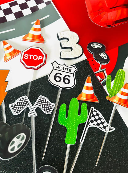 Customizable Race Car cupcake topper, Car Themed Birthday, Race Car Party Supplies, Wheels Cake Topper,boys race car cupcake toppers