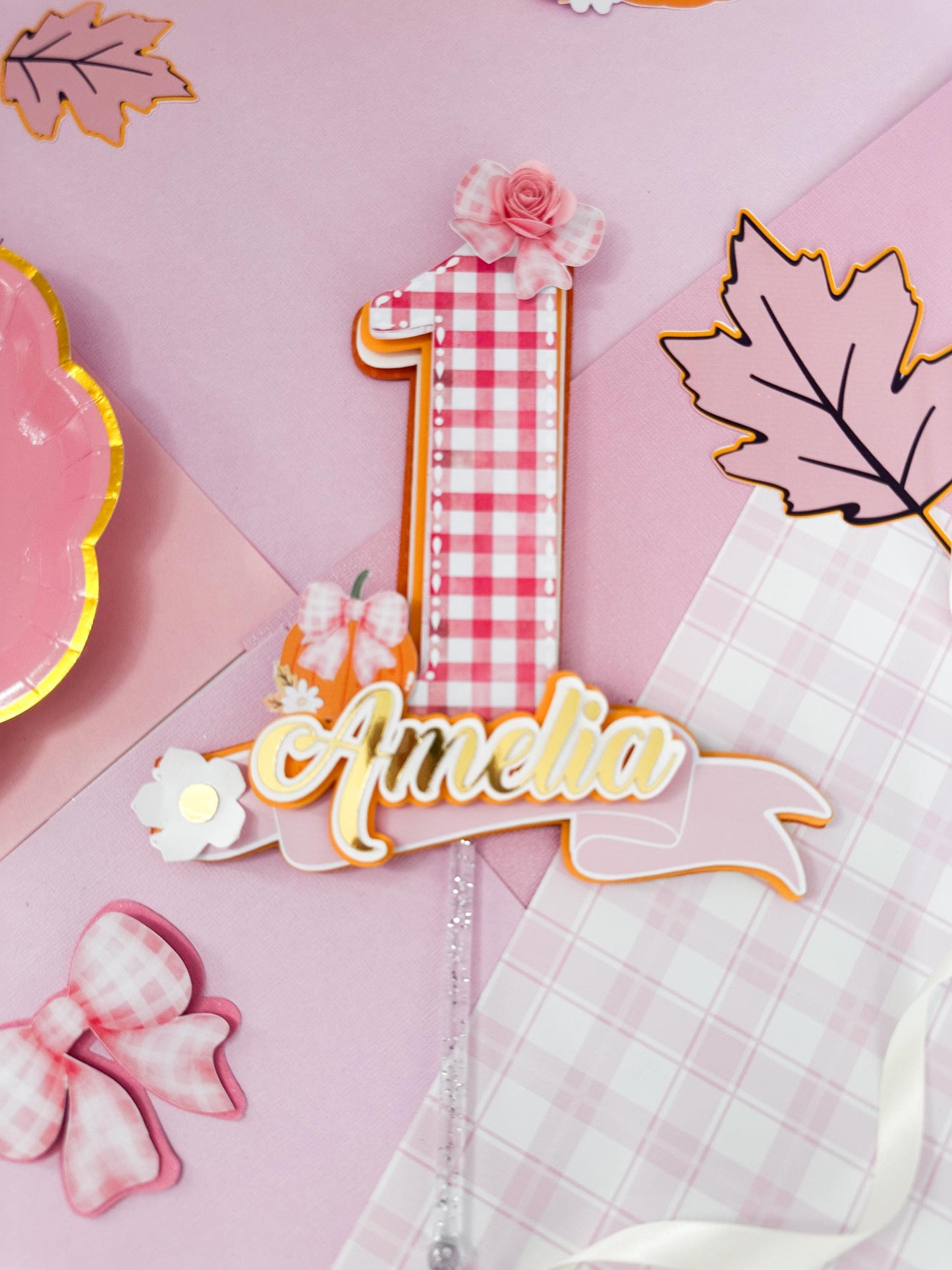 Little pumpkin cake topper: Little pumpkin decoration, 1st Birthday Cake Topper, pumpkin ONE cake topper, pumpkin girl topper, pink pumpkin