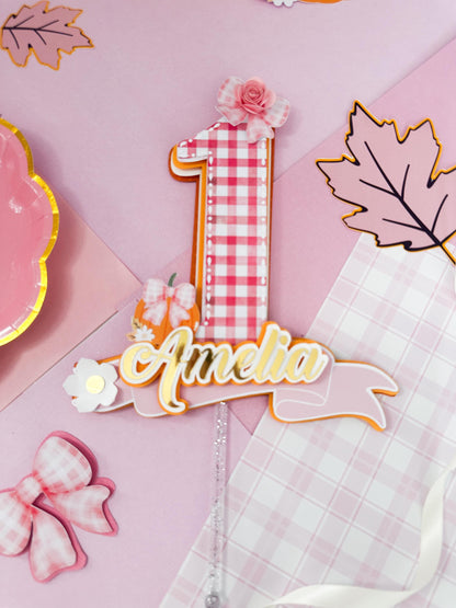 Little pumpkin cake topper: Little pumpkin decoration, 1st Birthday Cake Topper, pumpkin ONE cake topper, pumpkin girl topper, pink pumpkin