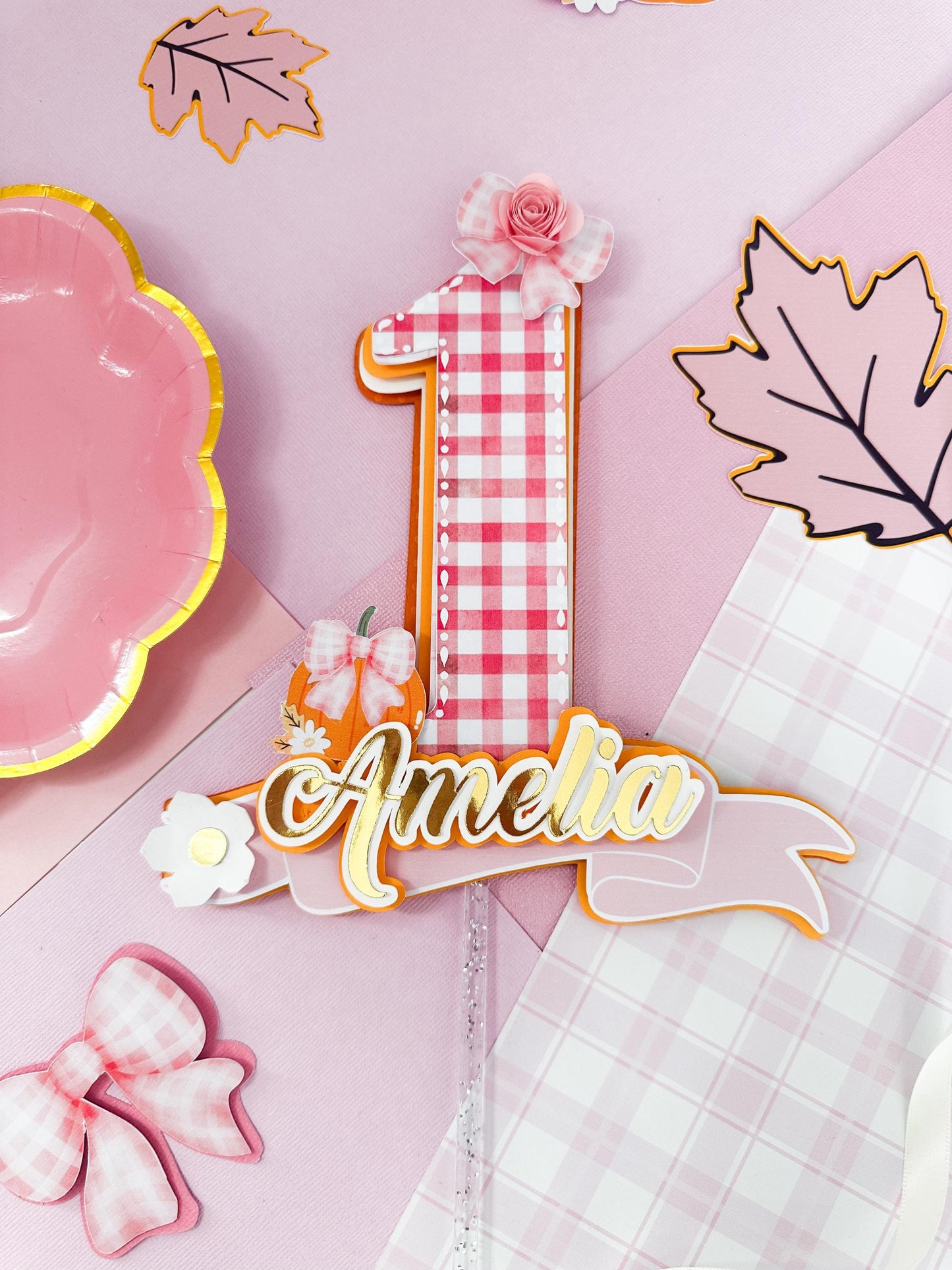 Little pumpkin cake topper: Little pumpkin decoration, 1st Birthday Cake Topper, pumpkin ONE cake topper, pumpkin girl topper, pink pumpkin