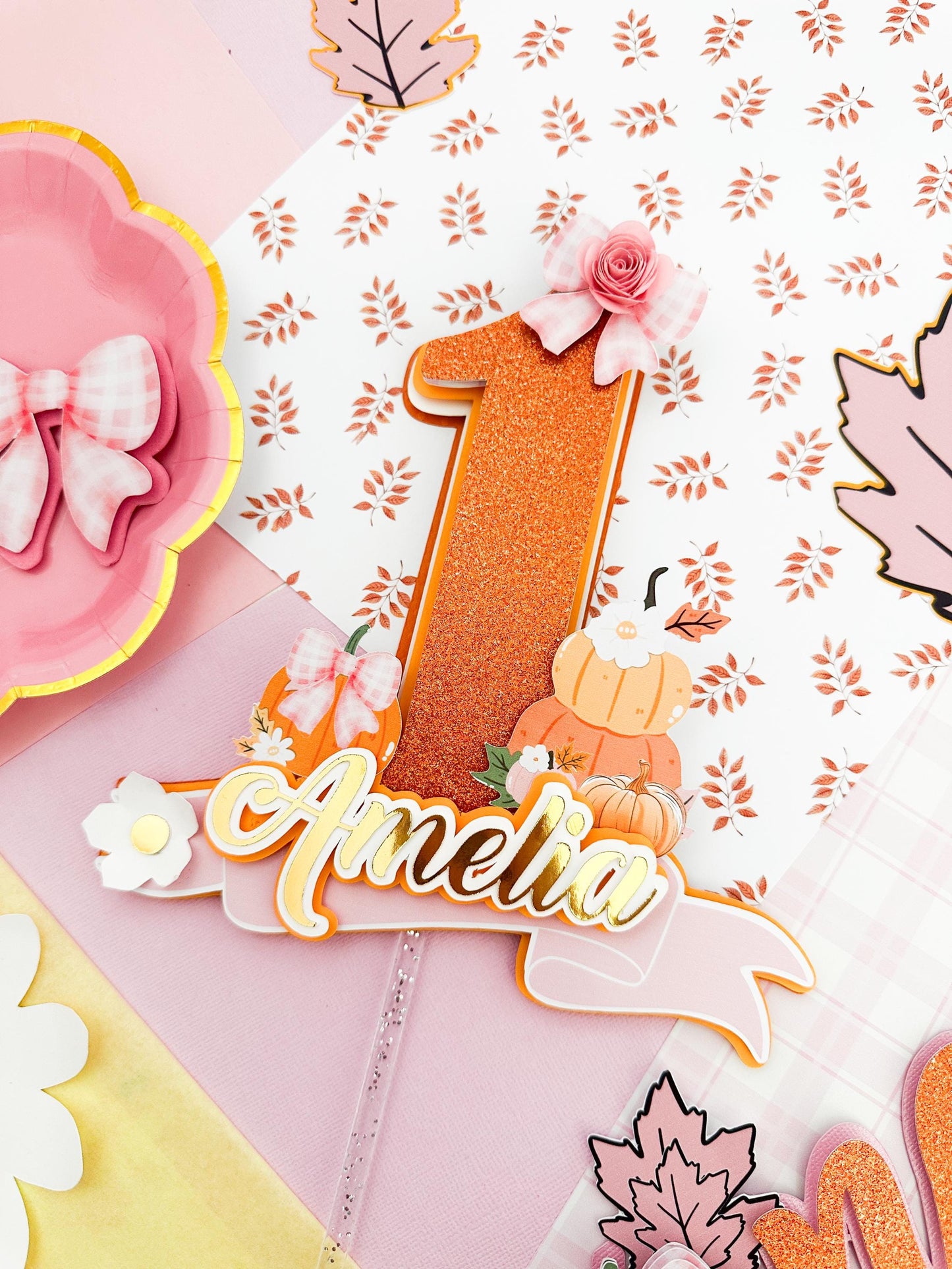 Little pumpkin cake topper: Little pumpkin decoration, 1st Birthday Cake Topper, pumpkin ONE cake topper, pumpkin girl topper, fall birthday