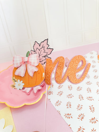 ONE Glitter pumpkin girl topper, pumpkin cake topper: Little pumpkin decoration, 1st Birthday Cake Topper, pumpkin ONE cake topper