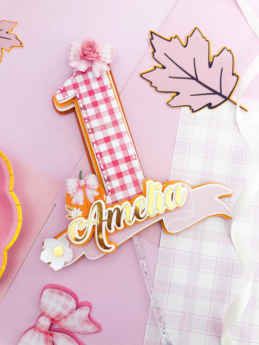Little pumpkin cake topper: Little pumpkin decoration, 1st Birthday Cake Topper, pumpkin ONE cake topper, pumpkin girl topper, pink pumpkin