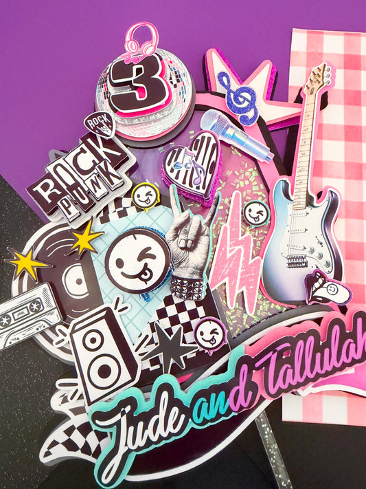 Rock and punk cake topper, hard rock n roll cake topper, rock birthday, rockstar theme, rock n Roll decoration, Born to rock cake topper