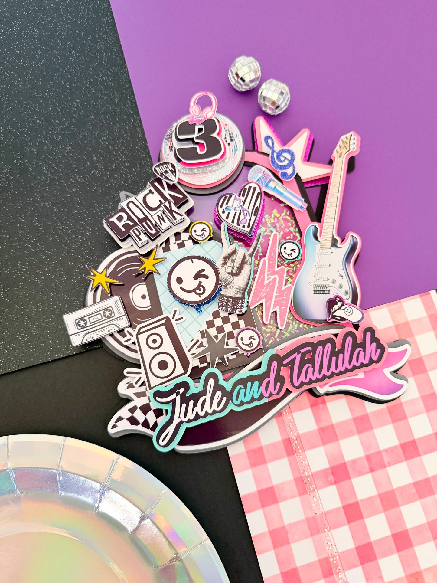Rock and punk cake topper, hard rock n roll cake topper, rock birthday, rockstar theme, rock n Roll decoration, Born to rock cake topper