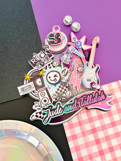 Rock and punk cake topper, hard rock n roll cake topper, rock birthday, rockstar theme, rock n Roll decoration, Born to rock cake topper