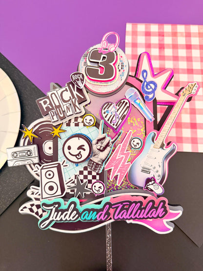 Rock and punk cake topper, hard rock n roll cake topper, rock birthday, rockstar theme, rock n Roll decoration, Born to rock cake topper