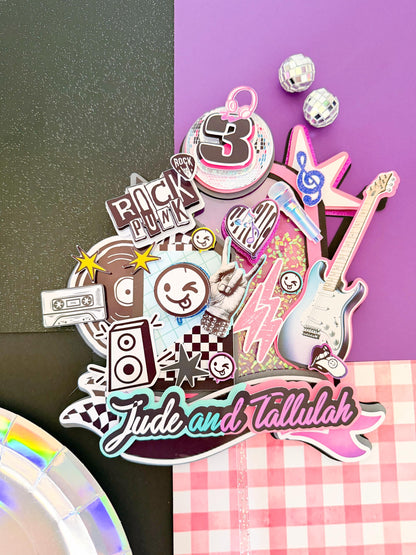 Rock and punk cake topper, hard rock n roll cake topper, rock birthday, rockstar theme, rock n Roll decoration, Born to rock cake topper