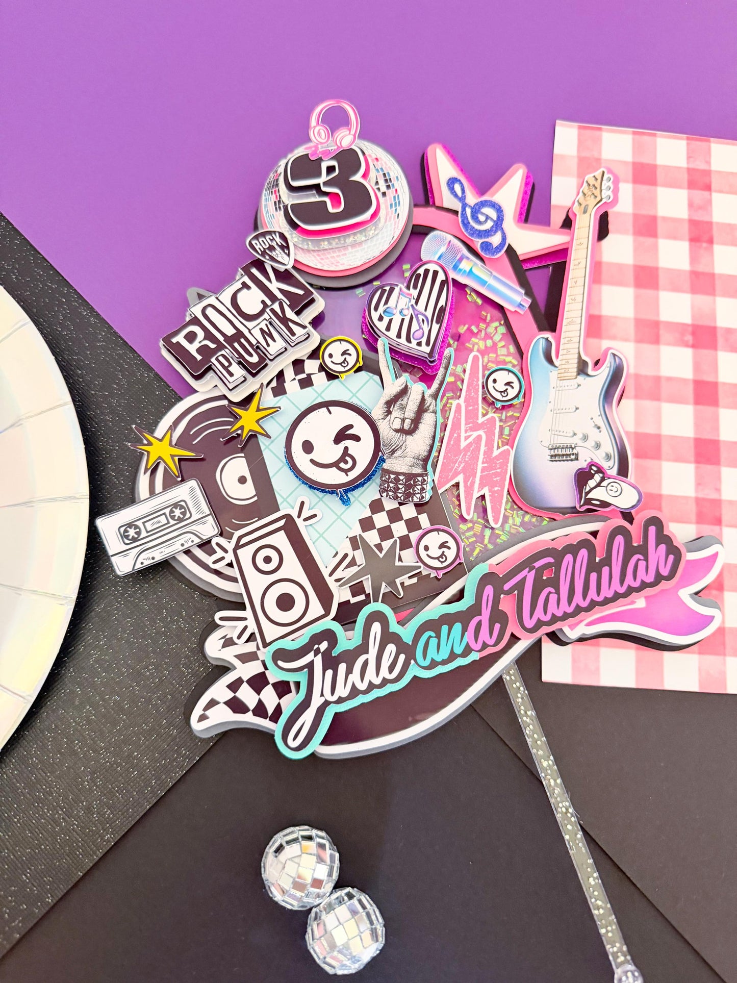 Rock and punk cake topper, hard rock n roll cake topper, rock birthday, rockstar theme, rock n Roll decoration, Born to rock cake topper