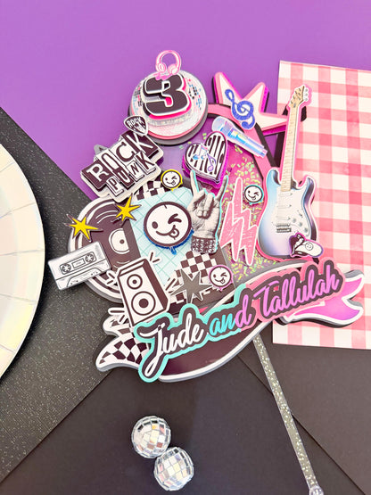 Rock and punk cake topper, hard rock n roll cake topper, rock birthday, rockstar theme, rock n Roll decoration, Born to rock cake topper