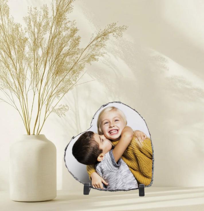 Personalized Mother Photo Frame – Heart Shaped Rock Slate Frame, Custom Picture Gift for Mom, Mother’s Day Keepsake