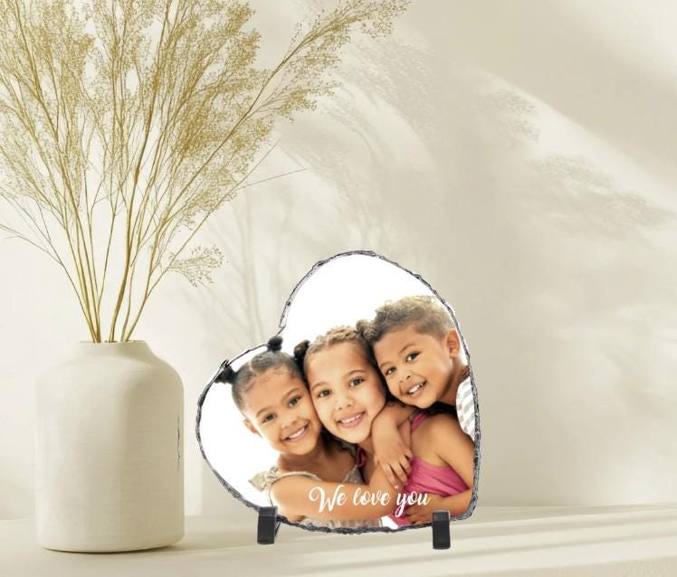 Personalized Mother Photo Frame – Heart Shaped Rock Slate Frame, Custom Picture Gift for Mom, Mother’s Day Keepsake