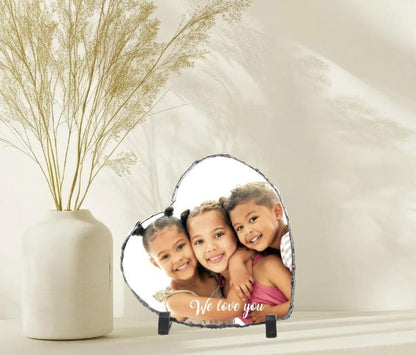 Personalized Mother Photo Frame – Heart Shaped Rock Slate Frame, Custom Picture Gift for Mom, Mother’s Day Keepsake