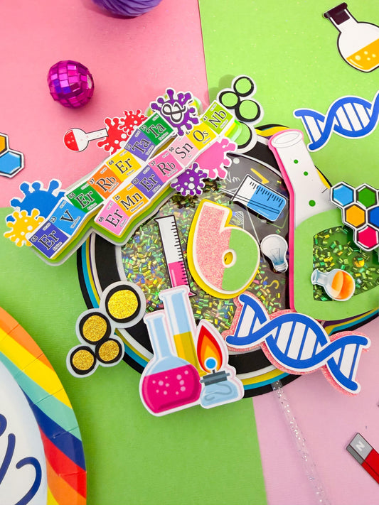 Mad Scientist Cake Topper: twins Science Party Lab Decoration, twins Lab birthday, Scientist birthday decoration, twins lab favor boxes