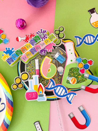 Mad Scientist Cake Topper: twins Science Party Lab Decoration, twins Lab birthday, Scientist birthday decoration, twins lab favor boxes