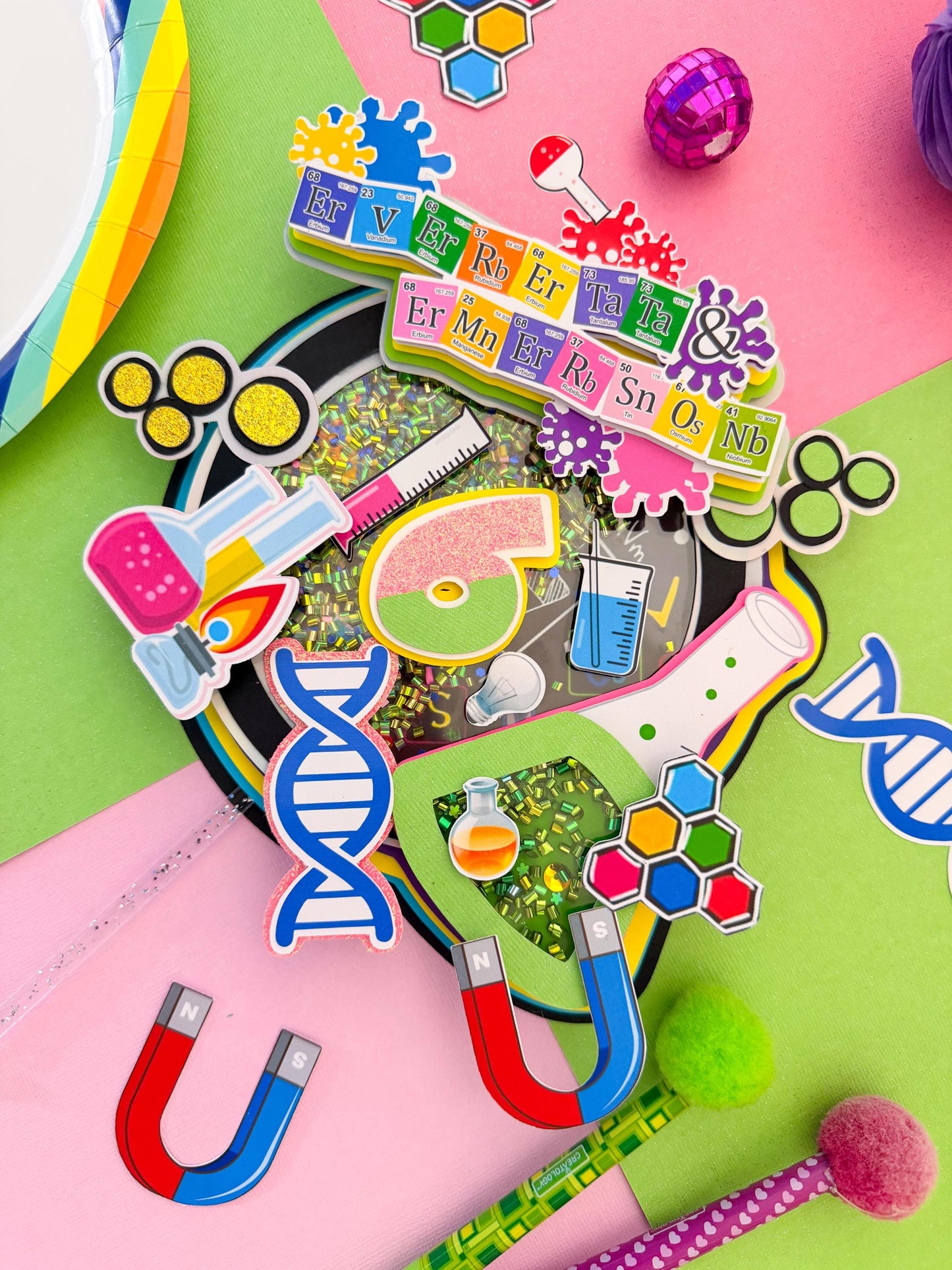 Mad Scientist Cake Topper: twins Science Party Lab Decoration, twins Lab birthday, Scientist birthday decoration, twins lab favor boxes