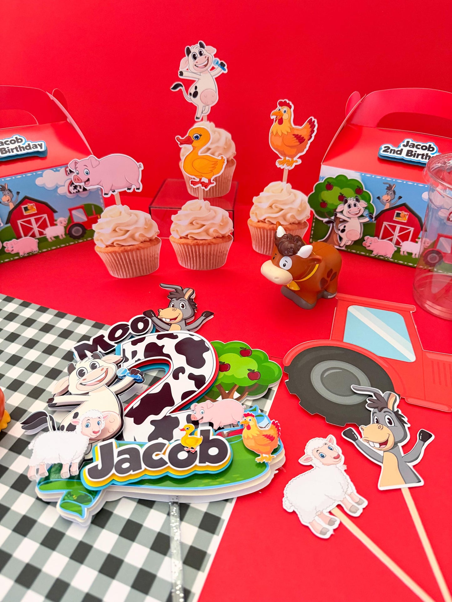 Barn Animal favor boxes,Farm birthday cup, Farm custom stickers, Farm theme baby birthday,Farm party favor boxes,Farm water labels