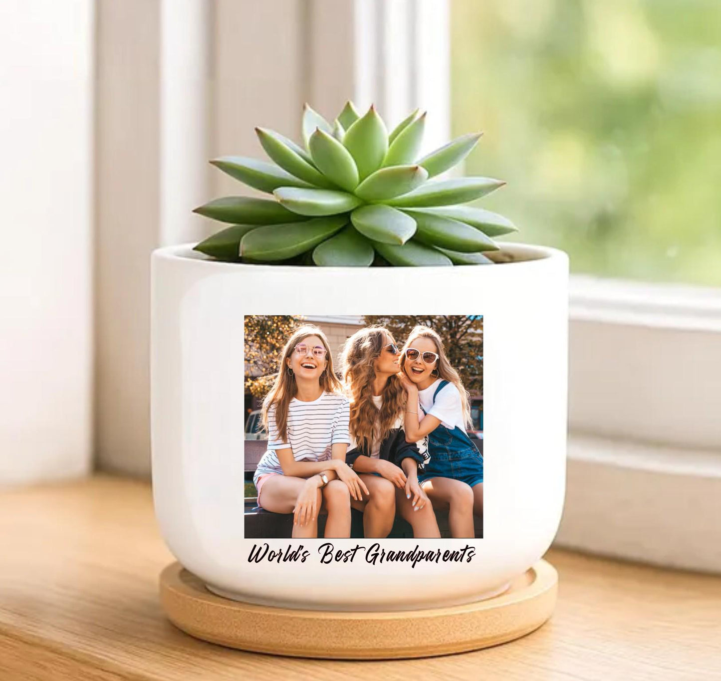 Mother’s Day Gift, Custom Photo Mini Flower Pot, Personalized Plant Pot for Mom, amily Gift for Grandma Grandpa from Grandkids