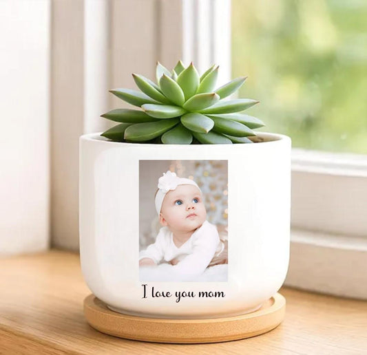 Mother’s Day Gift, Custom Photo Mini Flower Pot, Personalized Plant Pot for Mom, Unique Mother’s Gift,Personalized Flower Pot for Mom