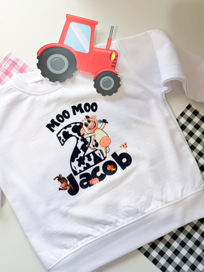 Farm animals hoodie, cow custom t shirt,Kids farm birthday party,Farm animal party,Cute farm cake topper,Cow farm party birthday aprty