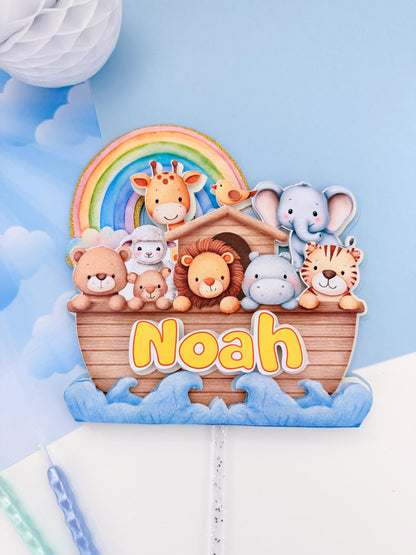 Noah’s Ark Arch Cake Topper – Noah Birthday Party Decoration, Bible Theme Baby Shower Decor,Noah's Ark 1st Birthday Cake Topper