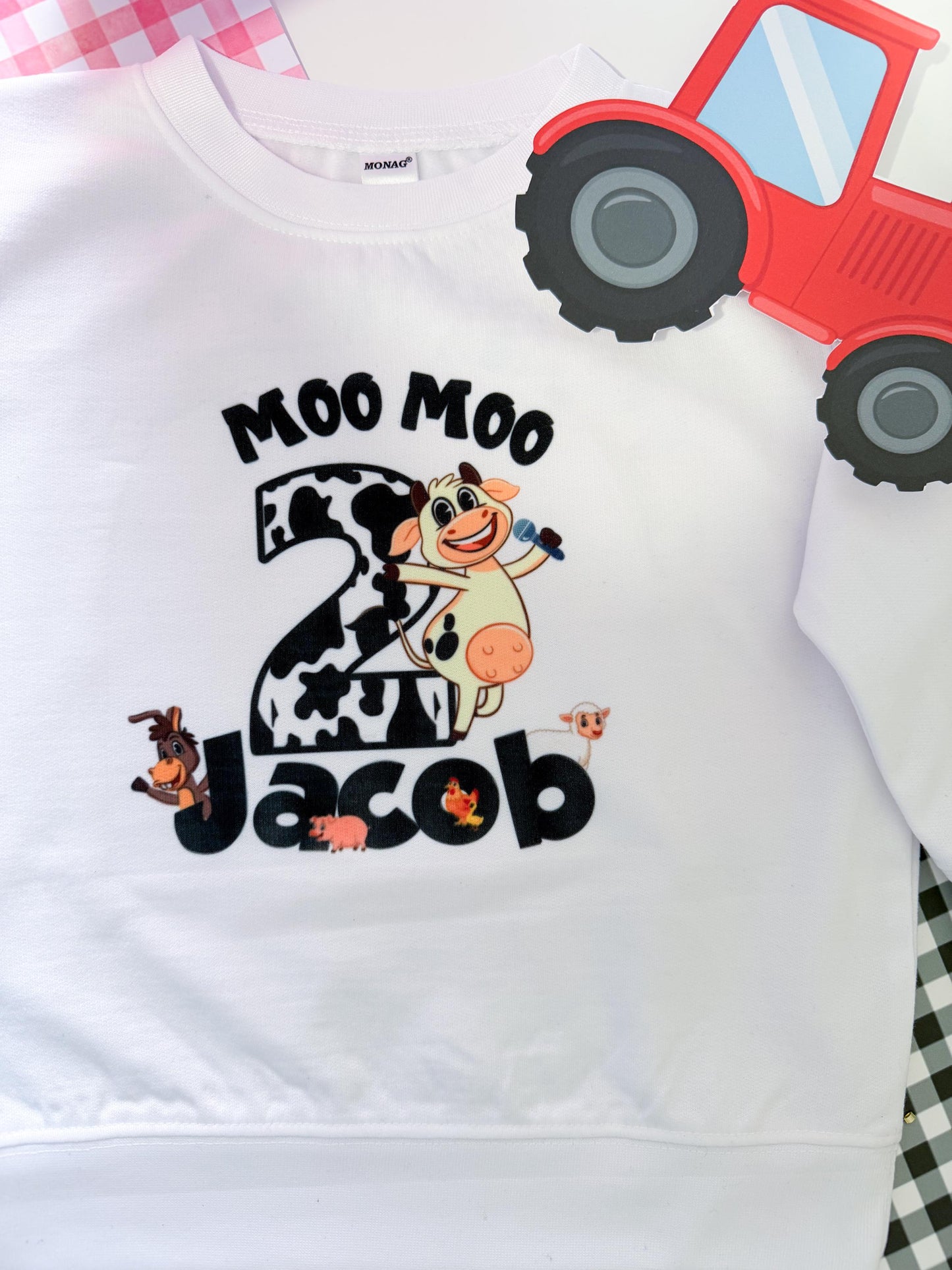 Farm animals hoodie, cow custom t shirt,Kids farm birthday party,Farm animal party,Cute farm cake topper,Cow farm party birthday aprty
